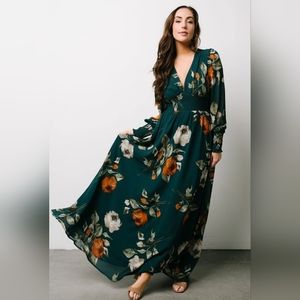 Baltic Born Teal Floral Maxi Dress with Rust and Cream Blooms